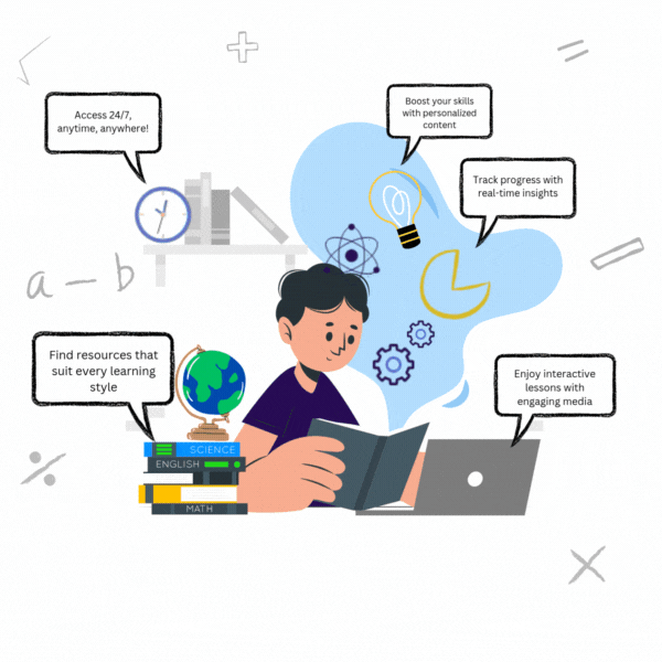 Cartoon student studying